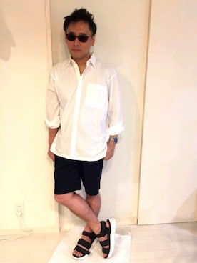 「LARS LARSEN（ラースラーセン）のアイテム（アナログ腕時計）」を使った、atunndoさん（メンズ・170cm）の夏コーディネート