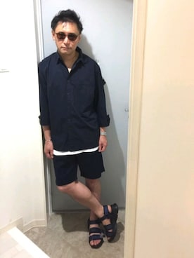 「LARS LARSEN（ラースラーセン）のアイテム（アナログ腕時計）」を使った、atunndoさん（メンズ・170cm）の夏コーディネート