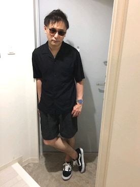 「LARS LARSEN（ラースラーセン）のアイテム（アナログ腕時計）」を使った、atunndoさん（メンズ・170cm）の夏コーディネート