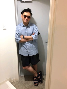 「LARS LARSEN（ラースラーセン）のアイテム（アナログ腕時計）」を使った、atunndoさん（メンズ・170cm）の夏コーディネート