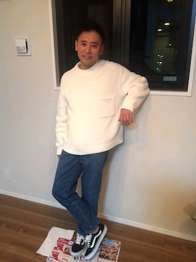 「クルーネックニット」｜atunndoさん（メンズ・170cm）の秋コーディネート