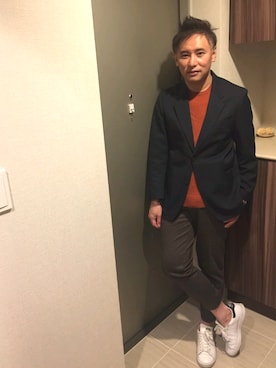 「クルーネックニット」｜「アイテム（その他アウター）」を使った、atunndoさん（メンズ・170cm）の秋コーディネート