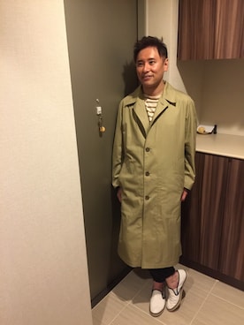 「ステンカラーコート ベージュ」｜atunndoさん（メンズ・170cm）の春コーディネート