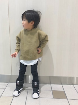 「こども ビームス（コドモビームス）のアイテム（ブーツ）」を使った、minatoさん（キッズ・100cm）の冬コーディネート