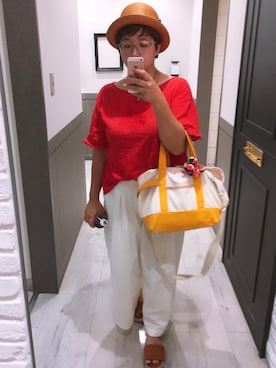 「Afternoon Tea（アフタヌーンティー）のアイテム（トートバッグ）」を使った、あんりさん（レディース・158cm）の夏コーディネート