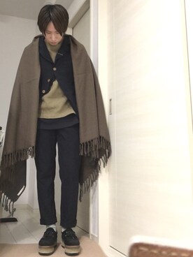 「COMME des GARCONS HOMME DEUX（コムデギャルソンオムドゥ）のアイテム（その他パンツ）」を使った、myucさん（メンズ・170cm）の冬コーディネート