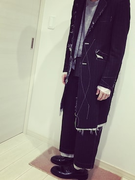 「sulvam（サルバム）のアイテム（チェスターコート）」を使った、myucさん（メンズ・170cm）の冬コーディネート