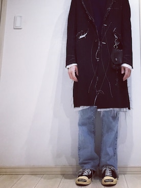 「sulvam（サルバム）のアイテム（チェスターコート）」を使った、myucさん（メンズ・170cm）の冬コーディネート