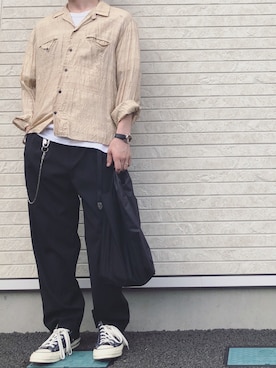 「DIGAWEL（ディガウェル）のアイテム（バッグ）」を使った、myucさん（メンズ・170cm）の秋コーディネート