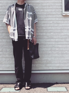 「COMME des GARCONS HOMME DEUX（コムデギャルソンオムドゥ）のアイテム（その他パンツ）」を使った、myucさん（メンズ・170cm）の夏コーディネート