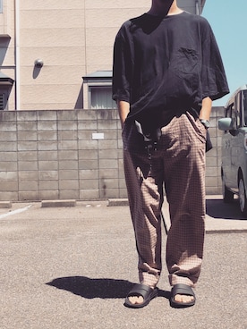 「DRIES VAN NOTEN（ドリスヴァンノッテン）のアイテム（スラックス）」を使った、myucさん（メンズ・170cm）の夏コーディネート