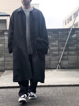 「POLYPLOID（ポリプロイド）のアイテム（ステンカラーコート）」を使った、myucさん（メンズ・170cm）の秋コーディネート