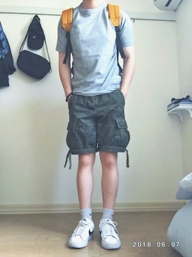 「Abercrombie&Fitch（アバークロンビーアンドフィッチ）のアイテム（カーゴパンツ）」を使った、一樹さん（メンズ・168cm）の夏コーディネート