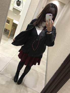 「RETRO GIRL（レトロガール）のアイテム（ライダースジャケット）」を使った、NaOさん（レディース・161cm）の秋コーディネート