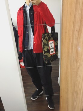 「CONVERSE（コンバース）のアイテム（ブルゾン）」を使った、张崎霆さん（メンズ・187cm）の春コーディネート