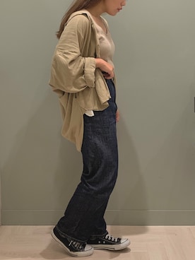 「ノースリーブニット」｜「アイテム（その他アウター）」を使った、ふっきー❤︎さん（レディース・163cm）の秋コーディネート