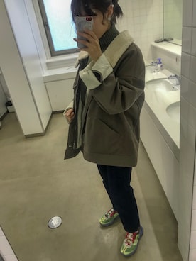 「UNDERCOVER（アンダーカバー）のアイテム（ブルゾン）」を使った、ねむさん（レディース・163cm）の冬コーディネート