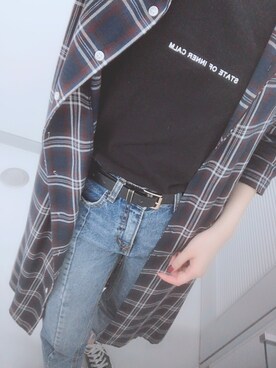 「UNE MANSION（ユヌマンション）のアイテム（シャツワンピース）」を使った、みさきちさん（レディース・167cm）の秋コーディネート