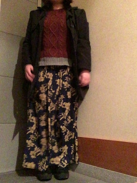 「RAY CASSIN（レイカズン）のアイテム（パンツ、ブルー系）」を使った、かりんさん（レディース・157cm）の冬コーディネート