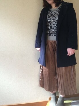 「earth music&ecology（アースミュージックアンドエコロジー）のアイテム（ジャケット/アウター、ブルー系）」を使った、かりんさん（レディース・157cm）の冬コーディネート