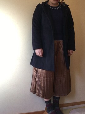 「earth music&ecology（アースミュージックアンドエコロジー）のアイテム（トップス、ブルー系）」を使った、かりんさん（レディース・157cm）の冬コーディネート