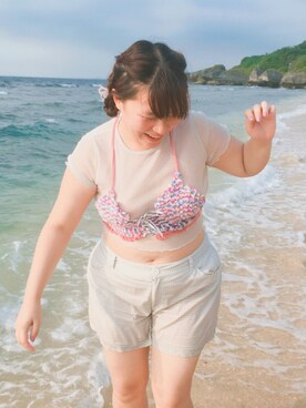 「海」｜「アイテム（その他トップス）」を使った、Cherryさん（レディース・170cm）の秋コーディネート