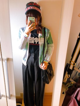 「ハードコアチョコレート（ハードコアチョコレート）のアイテム（帽子）」を使った、こっとんさん（レディース・154cm）の秋コーディネート