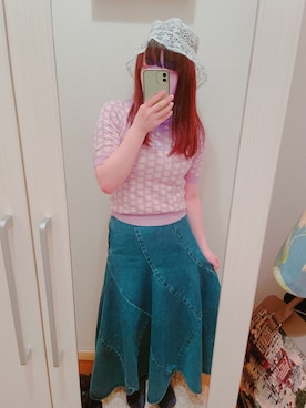 「WC（ダブル シー）のアイテム（帽子）」を使った、こっとんさん（レディース・154cm）の夏コーディネート