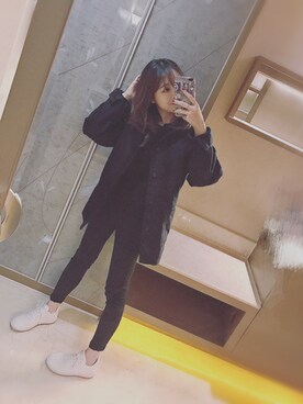 「COMME des GARCONS（コムデギャルソン）のアイテム（ピーコート）」を使った、记者さん（レディース・160cm）の冬コーディネート
