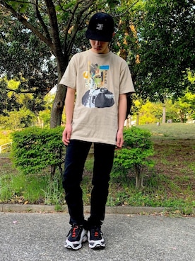 「PRIVILEGE（プリビレッジ）のアイテム」を使った、編髪魔神😈さん（メンズ・167cm）の春コーディネート