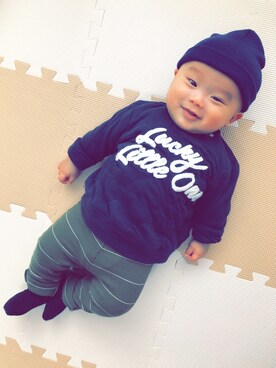 「男の子ベビー」｜「アイテム（スウェット）」を使った、taishi⍨⃝︎さん（キッズ・70cm）の冬コーディネート