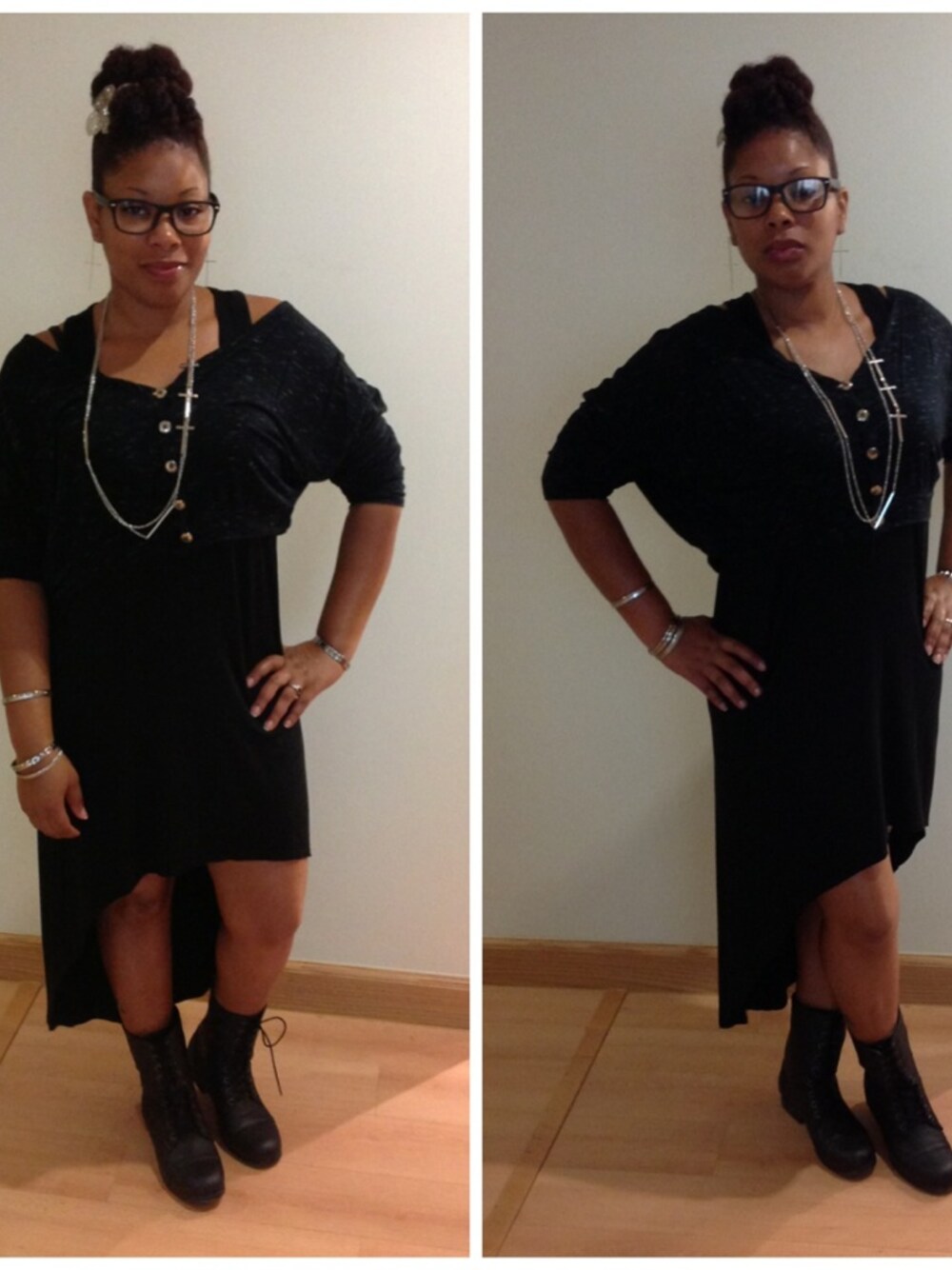 「boots、bracelet、dress、FOREVER 21、necklace、STEVE MADDEN」｜S.L. Hubbardさん（レディース）の秋コーディネートの1枚目の写真
