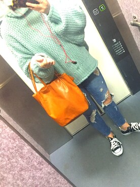 「CONVERSE（コンバース）のCONVERSE コンバース オール スター オックス / ALL STAR OX(BLACK) 32160321（スニーカー）」を使った、s.ssさん（レディース・154cm・20代）の秋コーディネート
