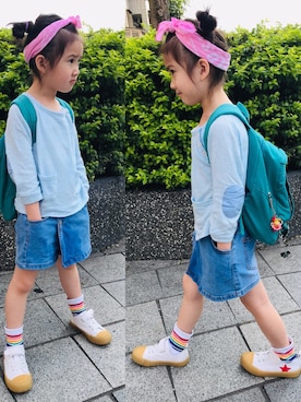 「OSHKOSH（オシュコシュ）のアイテム（ヘアアクセサリー）」を使った、Tomato ✖️  Lemonさん（キッズ・120cm）の春コーディネート