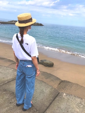 「chocomee（チョコミー）のアイテム（帽子）」を使った、maakoさん（レディース・160cm）の夏コーディネート
