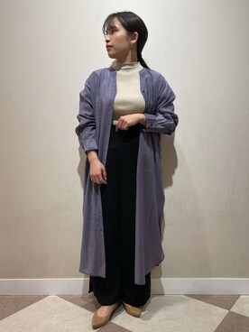 シャツワンピースを使った ノーカラーシャツ のレディース人気ファッションコーディネート Wear
