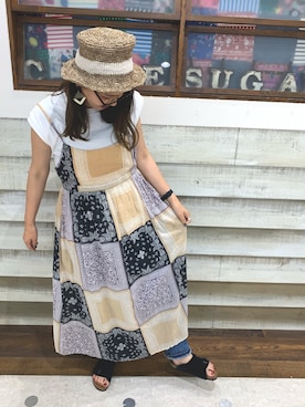「CALINER（カリネ）のアイテム」を使った、たなさんさん（レディース・163cm）の夏コーディネート