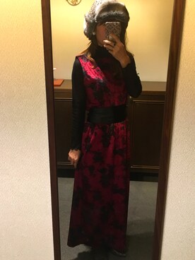 「赤ドレス」｜asakoiさん（レディース・158cm）の冬コーディネート