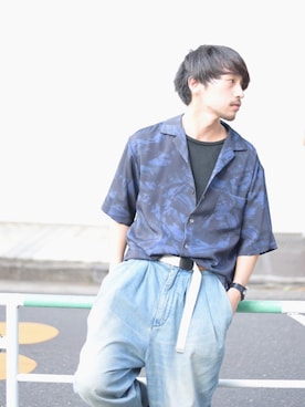 「GANRYU（ガンリュウ）のアイテム」を使った、Makoto Kawabayashiさん（メンズ・175cm）の夏コーディネート