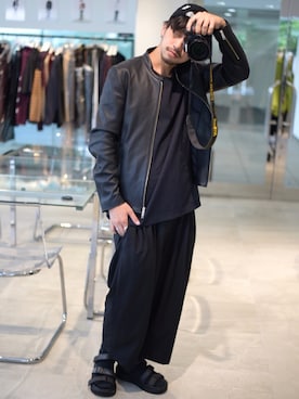 「STUDIOUS（ステュディオス）のアイテム（ライダースジャケット）」を使った、Makoto Kawabayashiさん（メンズ・175cm）の夏コーディネート