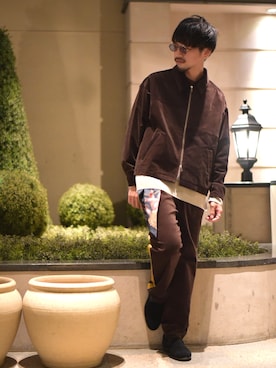 「STUDIOUS（ステュディオス）のアイテム（ブルゾン）」を使った、Makoto Kawabayashiさん（メンズ・175cm）の夏コーディネート