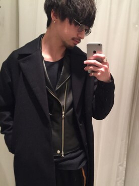 「STUDIOUS（ステュディオス）のアイテム（ライダースジャケット）」を使った、Makoto Kawabayashiさん（メンズ・175cm）の秋コーディネート