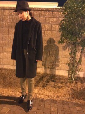 「フリンジ」｜「アイテム（チェスターコート）」を使った、あいみさん（レディース・158cm）の冬コーディネート