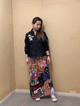 「ロックコーデ」｜「アイテム（ナイロンジャケット）」を使った、madokaさん（レディース・158cm）の冬コーディネート