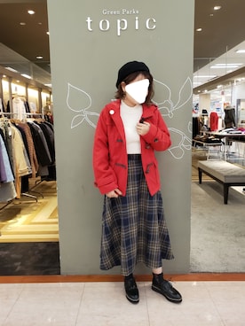 「レトロ」｜「アイテム（ダウンジャケット/コート）」を使った、kananaさん（レディース・157cm）の秋コーディネート