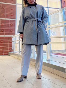 「URBAN RESEARCH（アーバンリサーチ）のアイテム（ポンチョ）」を使った、08smyさん（レディース・154cm）の冬コーディネート