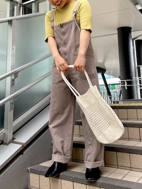 「EKAL（エカル）のアイテム（オールインワン・サロペット）」を使った、08smyさん（レディース・154cm）の春コーディネート