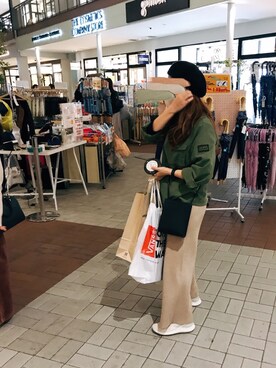 「お買い物」｜「アイテム（ジャケット/アウター）」を使った、うえちさん（レディース・153cm）の秋コーディネート