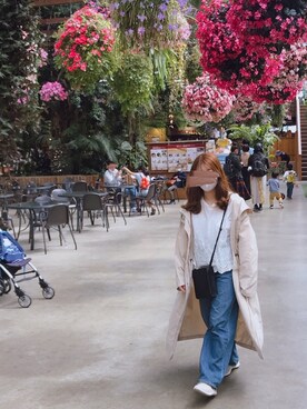 「LOWRYS FARM（ローリーズファーム）のCONEハイライズワイドデニム　800874（デニムパンツ）」を使った、うえちさん（レディース・153cm）の春コーディネート