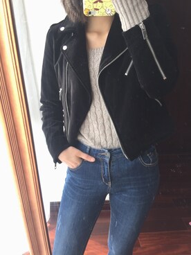 「rag & bone（ラグアンドボーン）のアイテム（ライダースジャケット）」を使った、微博@Hi- -樱桃小丸子さん（レディース・167cm）の秋コーディネート